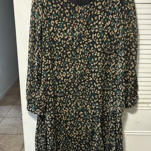 Tommy Hilfiger Black and Tan Leopard Print Dress